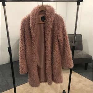 Long pink (fake) fur coat